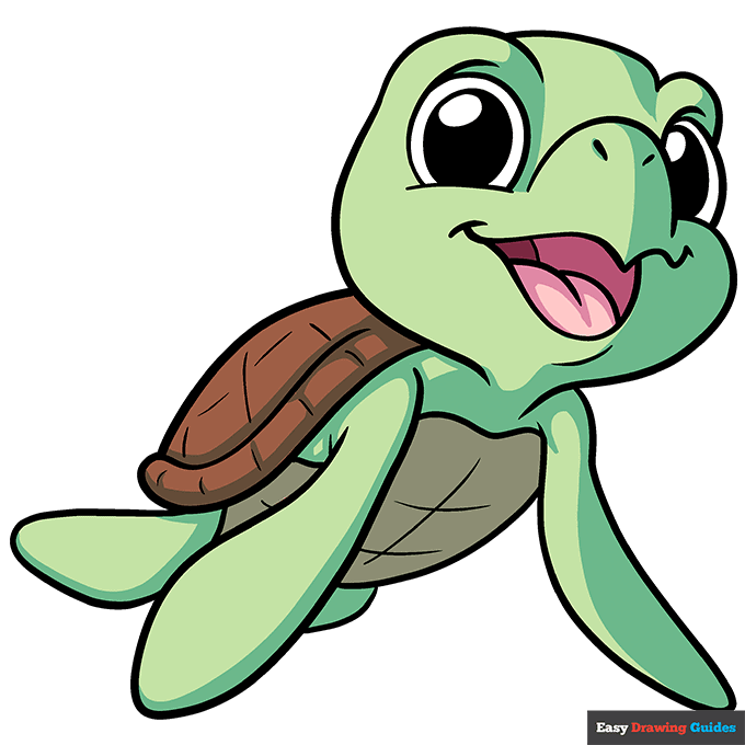 Cute Turtle step-by-step drawing tutorial: step 10