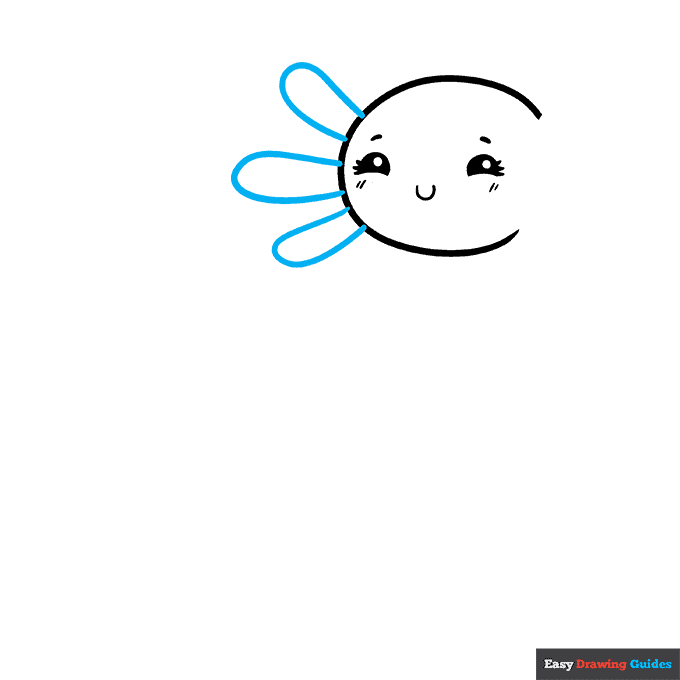 Cute Axolotl step-by-step drawing tutorial: step 3