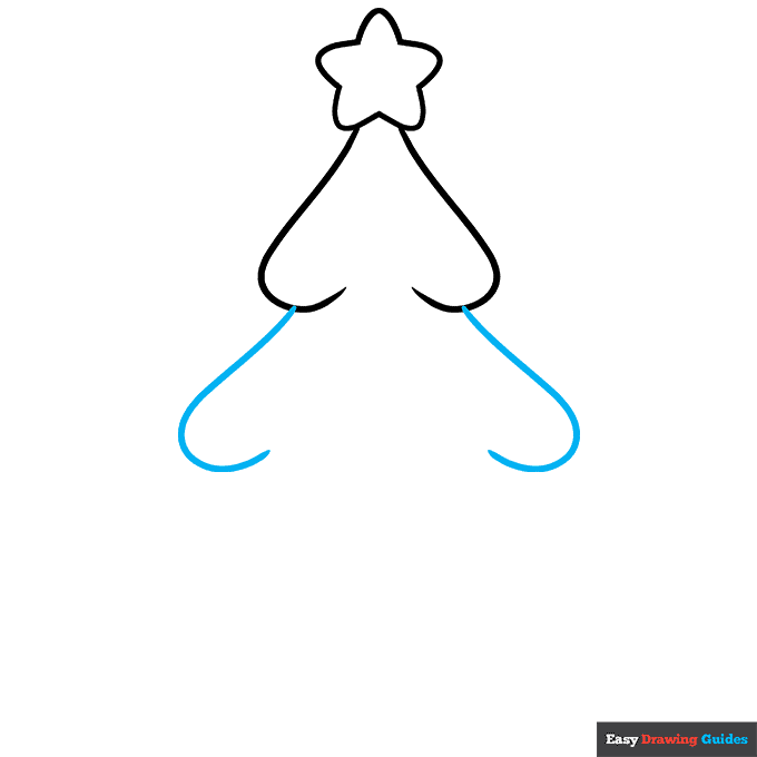 Cute Christmas Tree step-by-step drawing tutorial: step 3