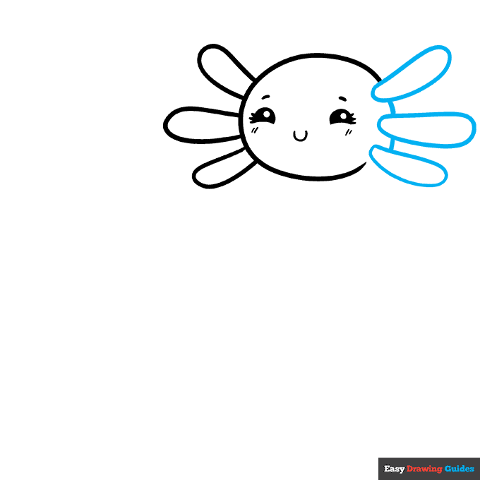 Cute Axolotl step-by-step drawing tutorial: step 4