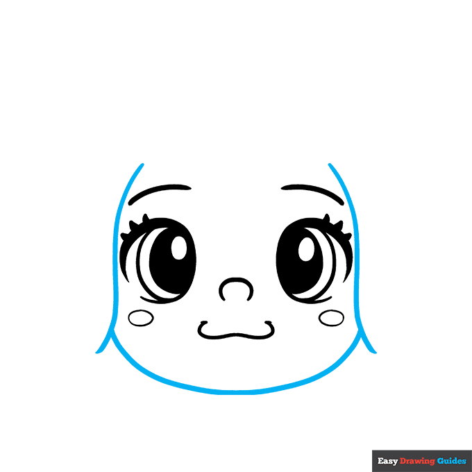 Cute Face step-by-step drawing tutorial: step 4