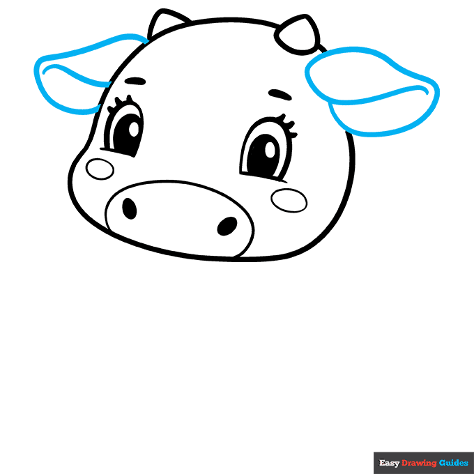 Cute Cow step-by-step drawing tutorial: step 5