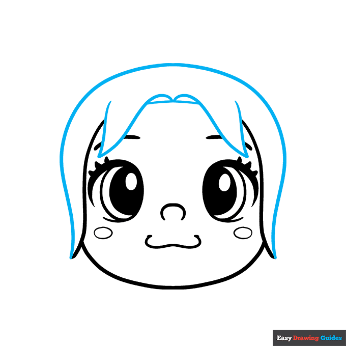 Cute Face step-by-step drawing tutorial: step 5
