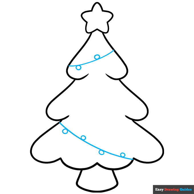 Cute Christmas Tree step-by-step drawing tutorial: step 6