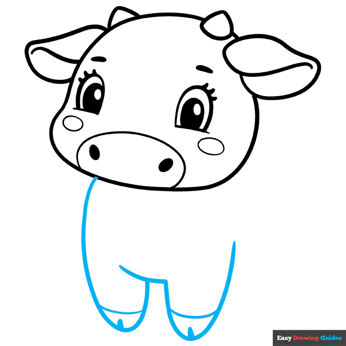 Cute Cow step-by-step drawing tutorial: step 6