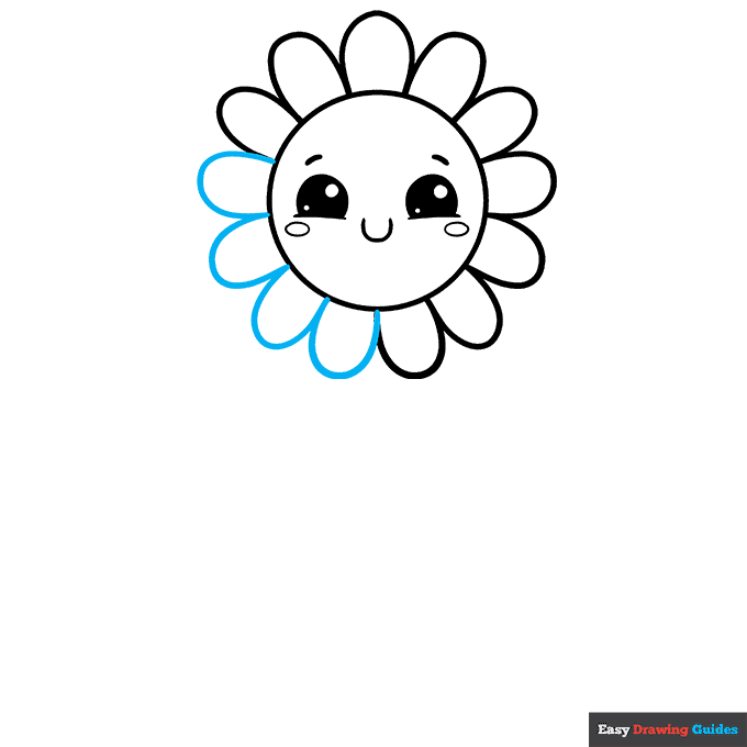 Cute Flower step-by-step drawing tutorial: step 6