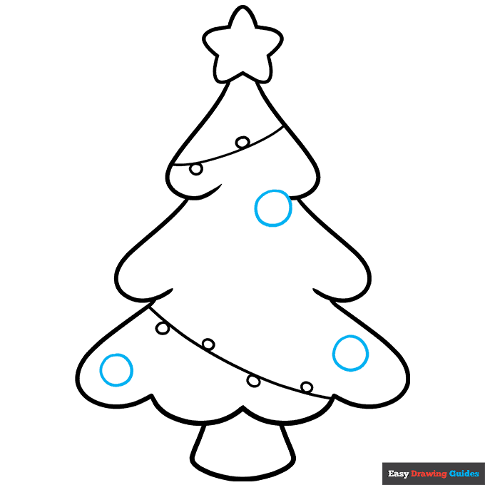 Cute Christmas Tree step-by-step drawing tutorial: step 7