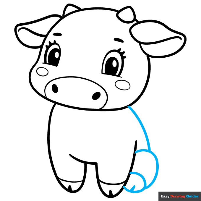 Cute Cow step-by-step drawing tutorial: step 7