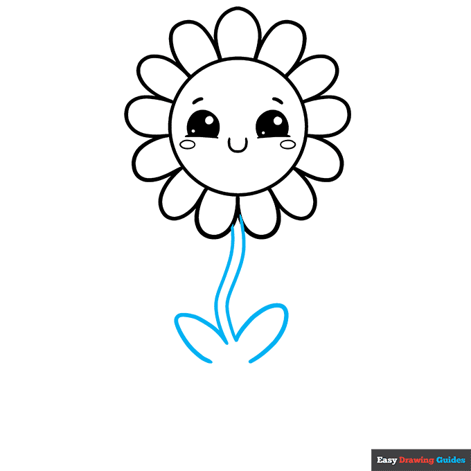 Cute Flower step-by-step drawing tutorial: step 7