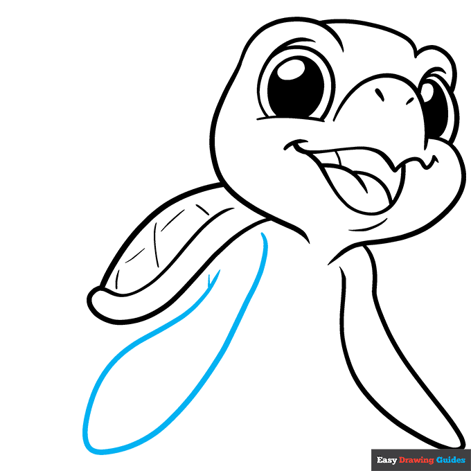 Cute Turtle step-by-step drawing tutorial: step 7