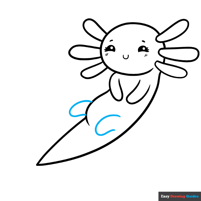 Cute Axolotl step-by-step drawing tutorial: step 8