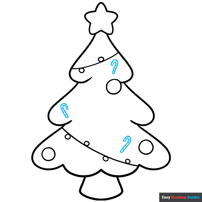 Cute Christmas Tree step-by-step drawing tutorial: step 8