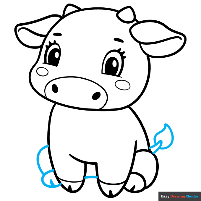 Cute Cow step-by-step drawing tutorial: step 8