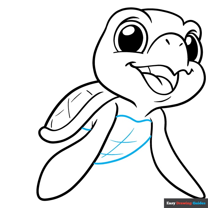 Cute Turtle step-by-step drawing tutorial: step 8