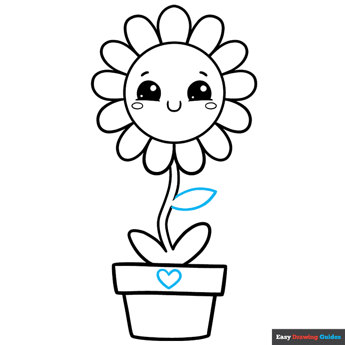 Cute Flower step-by-step drawing tutorial: step 9