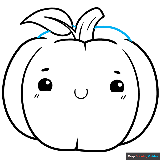 Cute Pumpkin step-by-step drawing tutorial: step 9