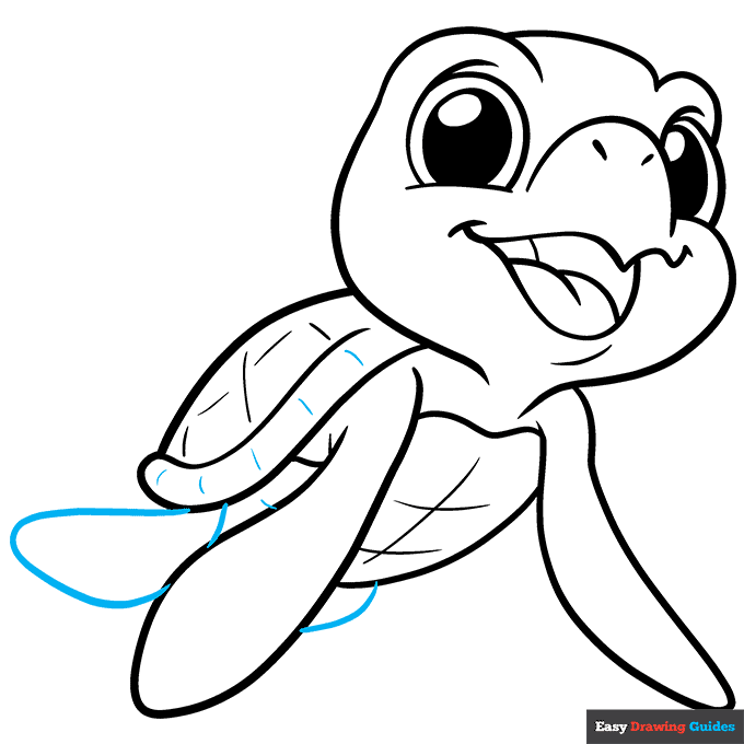 Cute Turtle step-by-step drawing tutorial: step 9