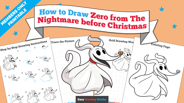 How to Draw Zero from The Nightmare before Christmas Printable Thumbnail