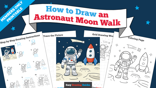 How to Draw an Astronaut Moon Walk Printable Thumbnail