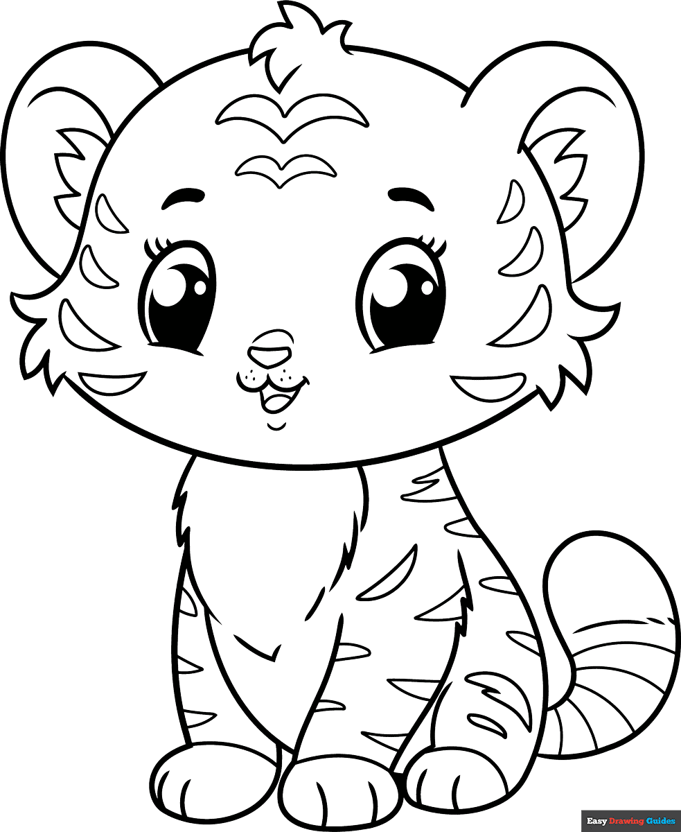Free printable Cute Tiger coloring page