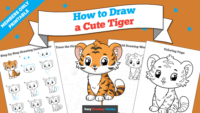 How to Draw a Cute Tiger Printable Thumbnail
