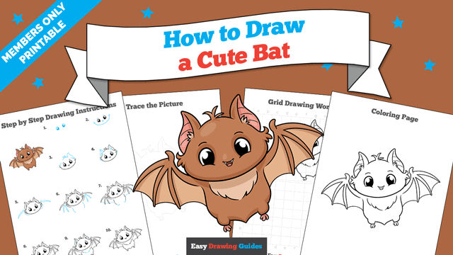 How to Draw a Cute Bat Printable Thumbnail