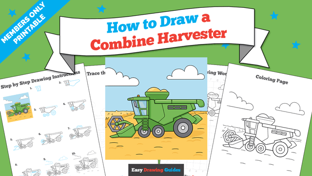 How to Draw a Combine Harvester Printable Thumbnail