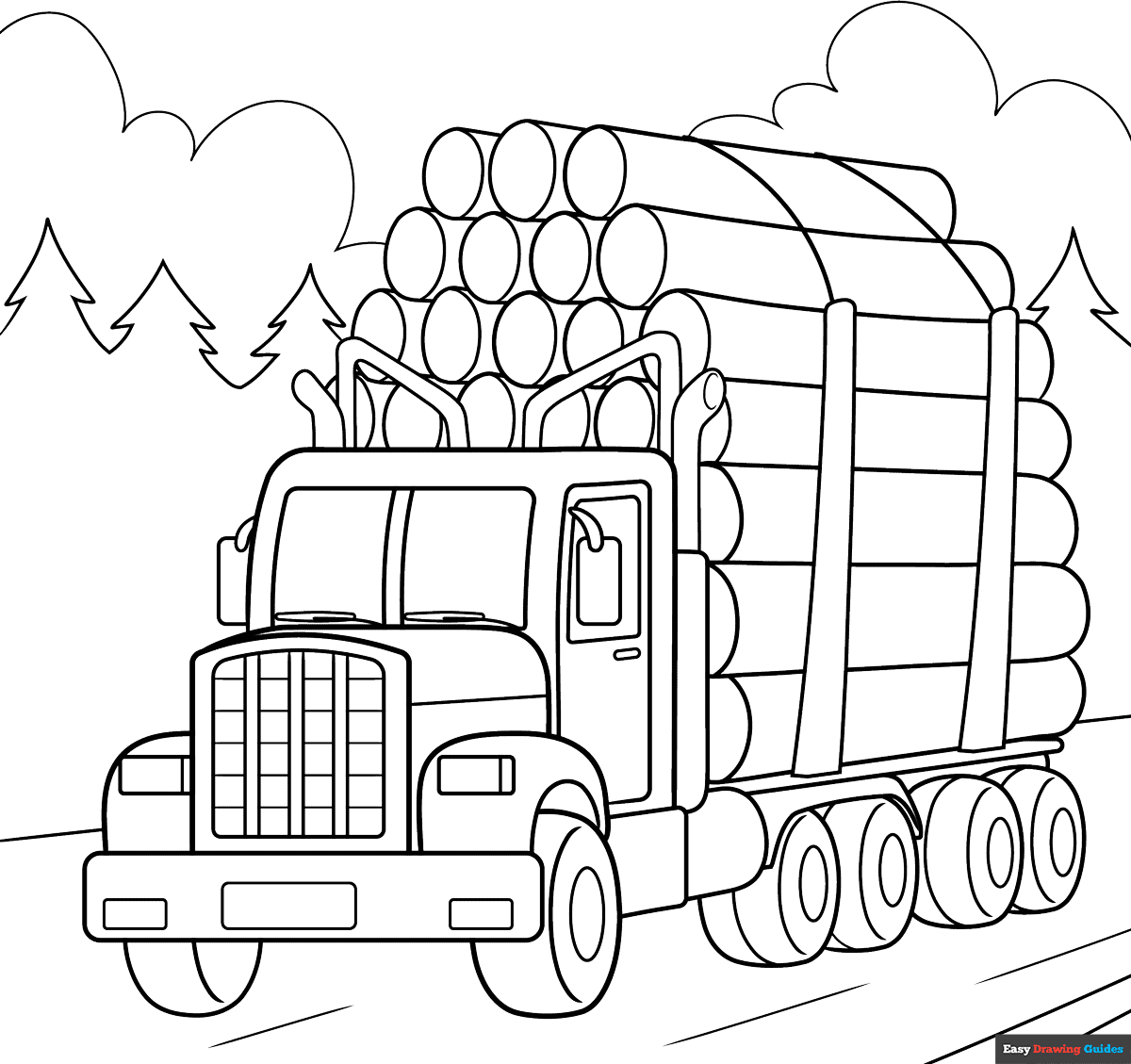 Free printable Logging Truck coloring page