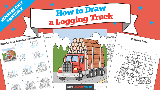 How to Draw a Logging Truck Printable Thumbnail