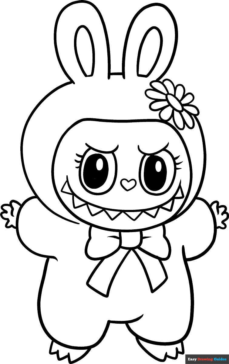 Free printable mokoko the monsters labubu coloring page