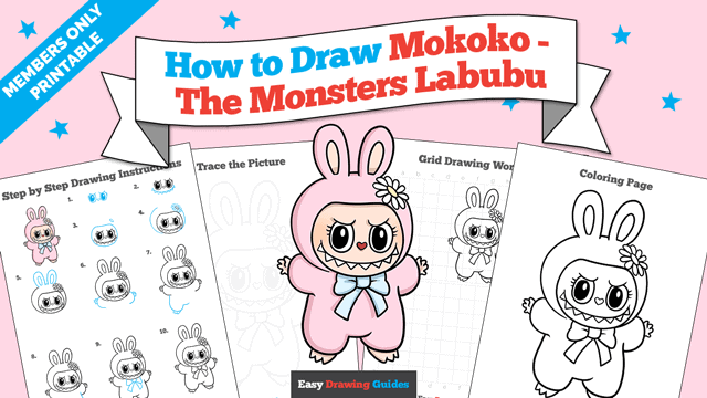 How to Draw Mokoko - The Monsters Labubu Printable Thumbnail