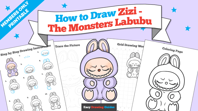 How to Draw Zizi - The Monsters Labubu Printable Thumbnail