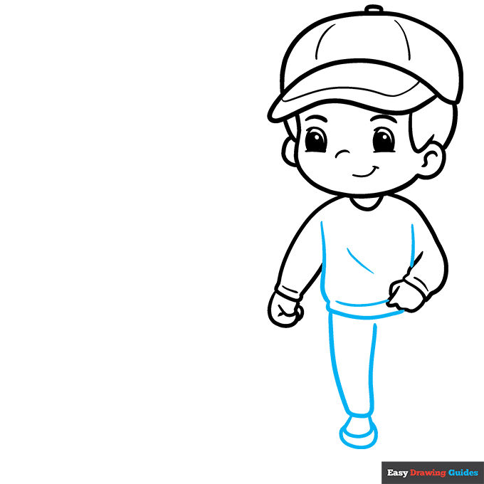Boy Walking the Dog step-by-step drawing tutorial: step 5