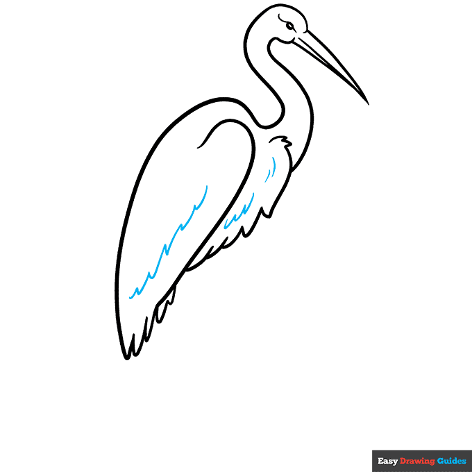 Sandhill Crane step-by-step drawing tutorial: step 6