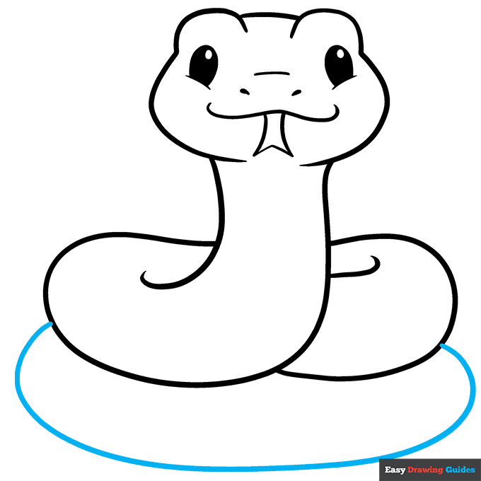 Cute Snake step-by-step drawing tutorial: step 7