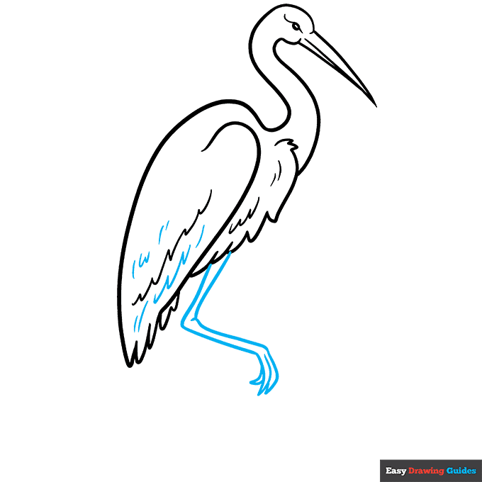 Sandhill Crane step-by-step drawing tutorial: step 7