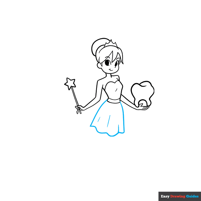 Tooth Fairy step-by-step drawing tutorial: step 7