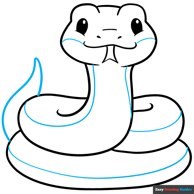 Cute Snake step-by-step drawing tutorial: step 8
