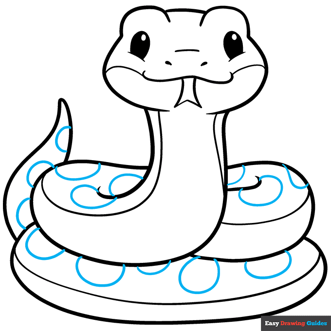Cute Snake step-by-step drawing tutorial: step 9