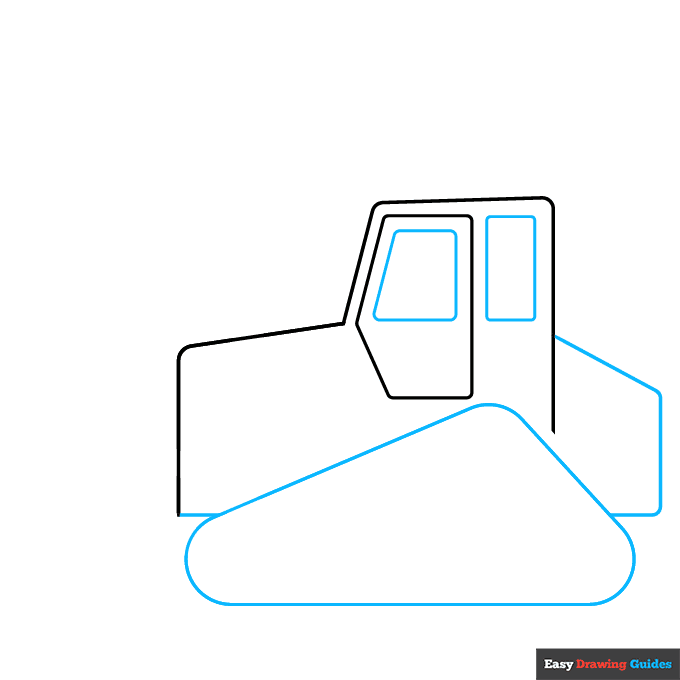 Bulldozer step-by-step drawing tutorial: step 2