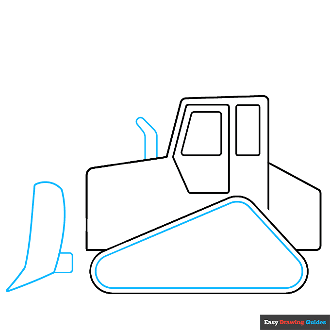 Bulldozer step-by-step drawing tutorial: step 3