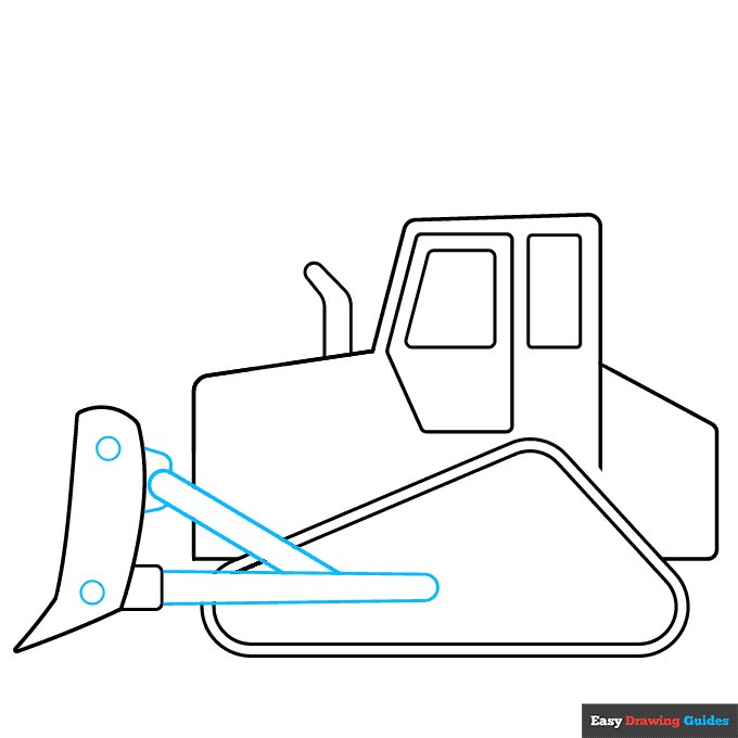 Bulldozer step-by-step drawing tutorial: step 4