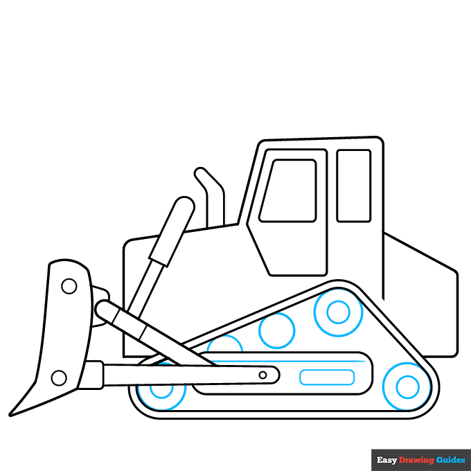 Bulldozer step-by-step drawing tutorial: step 6