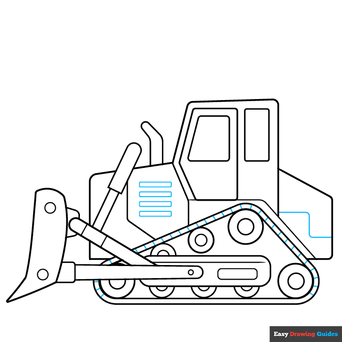 Bulldozer step-by-step drawing tutorial: step 8