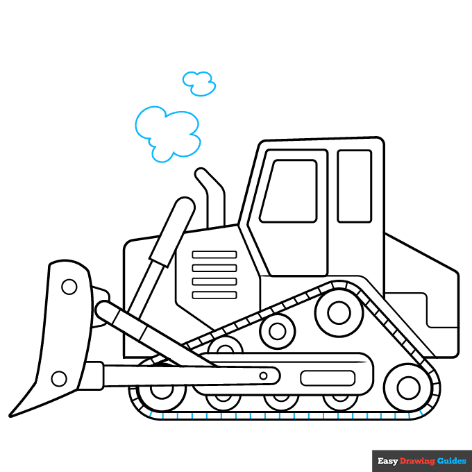 Bulldozer step-by-step drawing tutorial: step 9