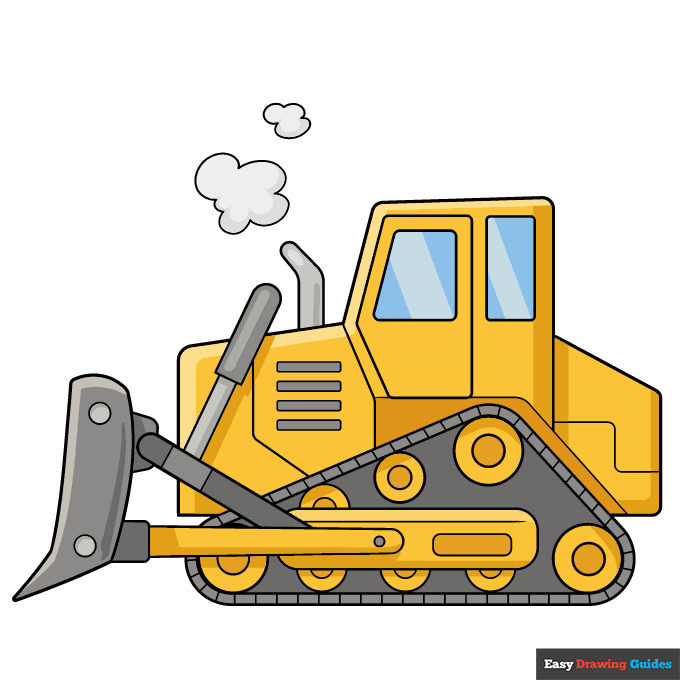 Bulldozer step-by-step drawing tutorial: step 11