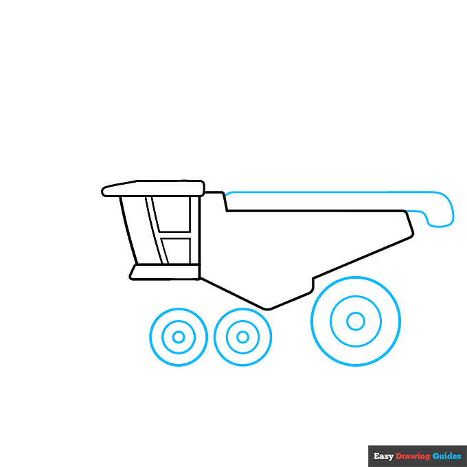 Combine Harvester step-by-step drawing tutorial: step 3