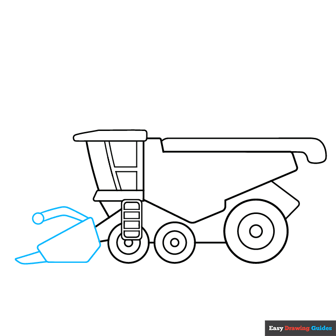 Combine Harvester step-by-step drawing tutorial: step 5