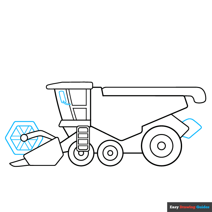 Combine Harvester step-by-step drawing tutorial: step 6