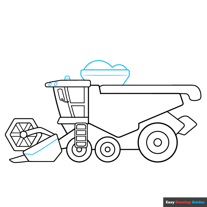 Combine Harvester step-by-step drawing tutorial: step 7